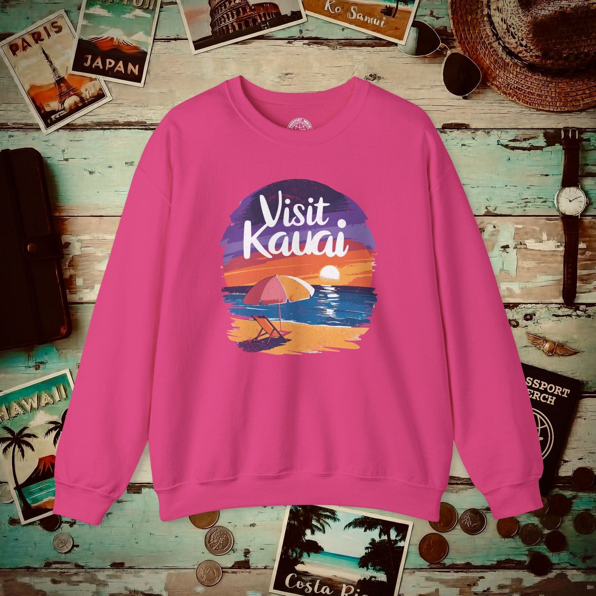 Retro Visit Kauai Hawaii Crewneck Heliconia / S