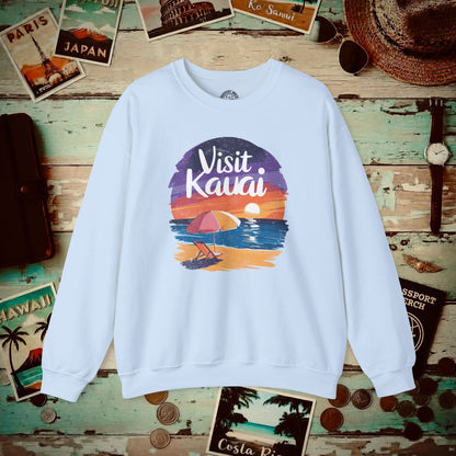 Retro Visit Kauai Hawaii Crewneck Light Blue / S