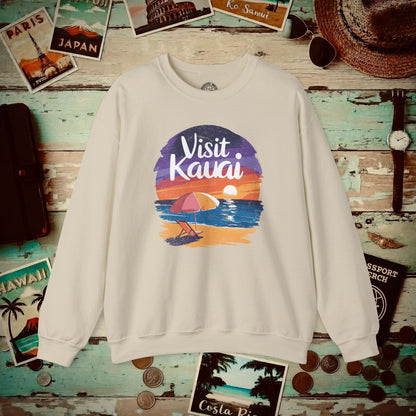 Retro Visit Kauai Hawaii Crewneck Sand / S
