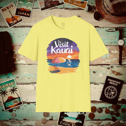 Retro Visit Kauai Hawaii T-Shirt Cornsilk / S