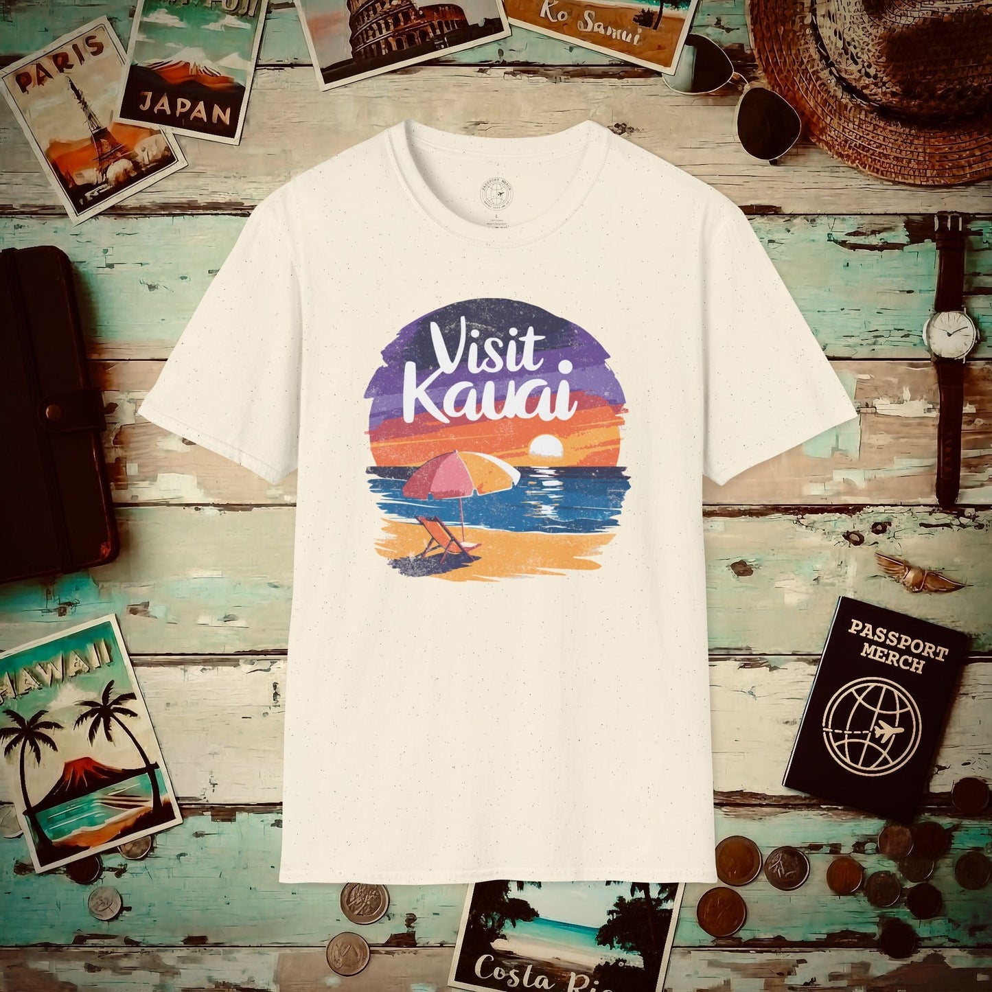 Retro Visit Kauai Hawaii T-Shirt Natural / S
