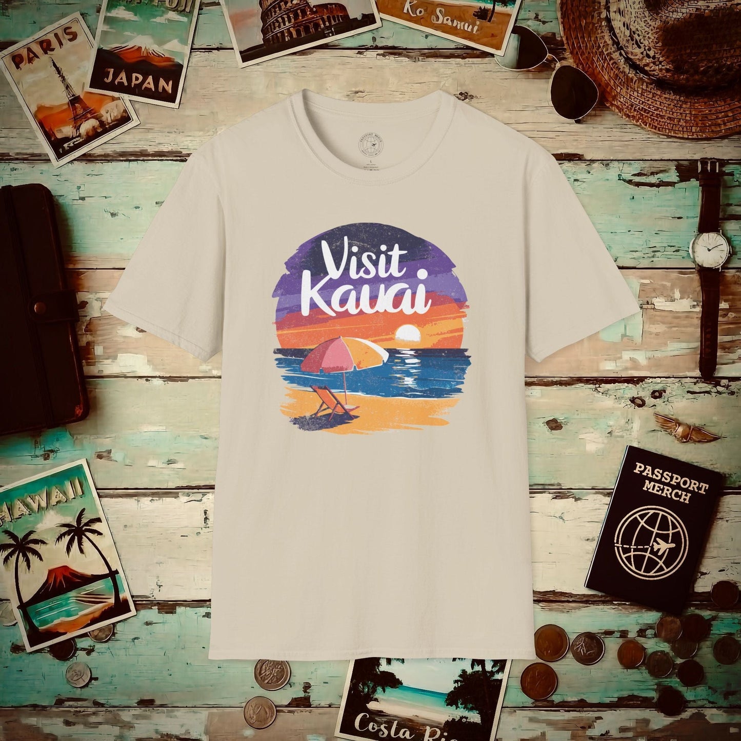 Retro Visit Kauai Hawaii T-Shirt Sand / S