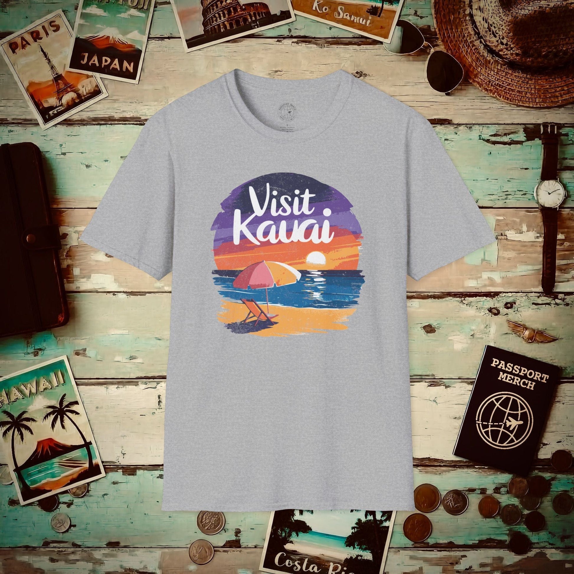 Retro Visit Kauai Hawaii T-Shirt Sport Grey / S