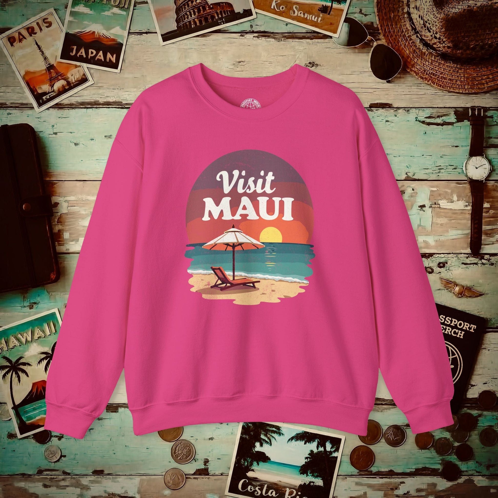 Retro Visit Maui Hawaii Crewneck Heliconia / S