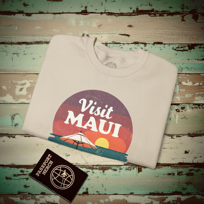 Retro Visit Maui Hawaii Crewneck Sand / S