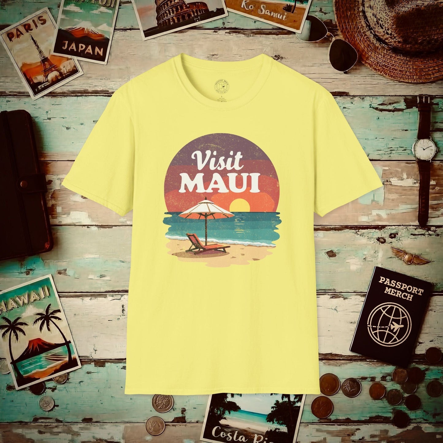 Retro Visit Maui Hawaii T-Shirt Cornsilk / S