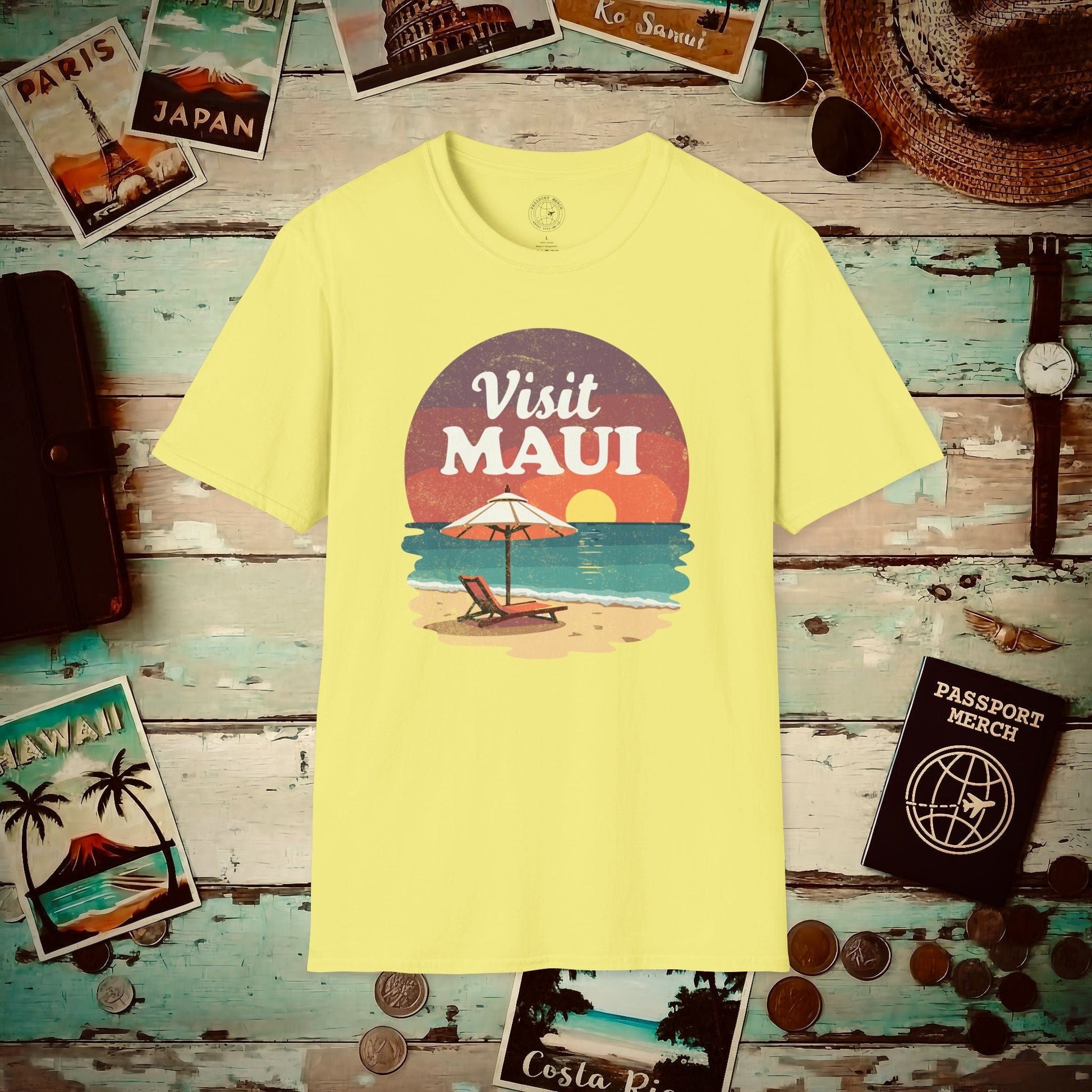Retro Visit Maui Hawaii T-Shirt Cornsilk / S