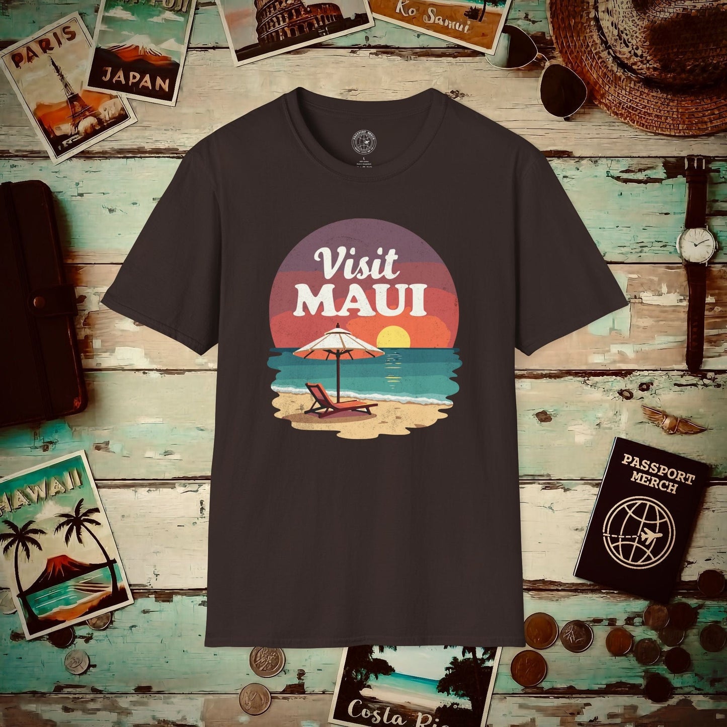 Retro Visit Maui Hawaii T-Shirt Dark Chocolate / S