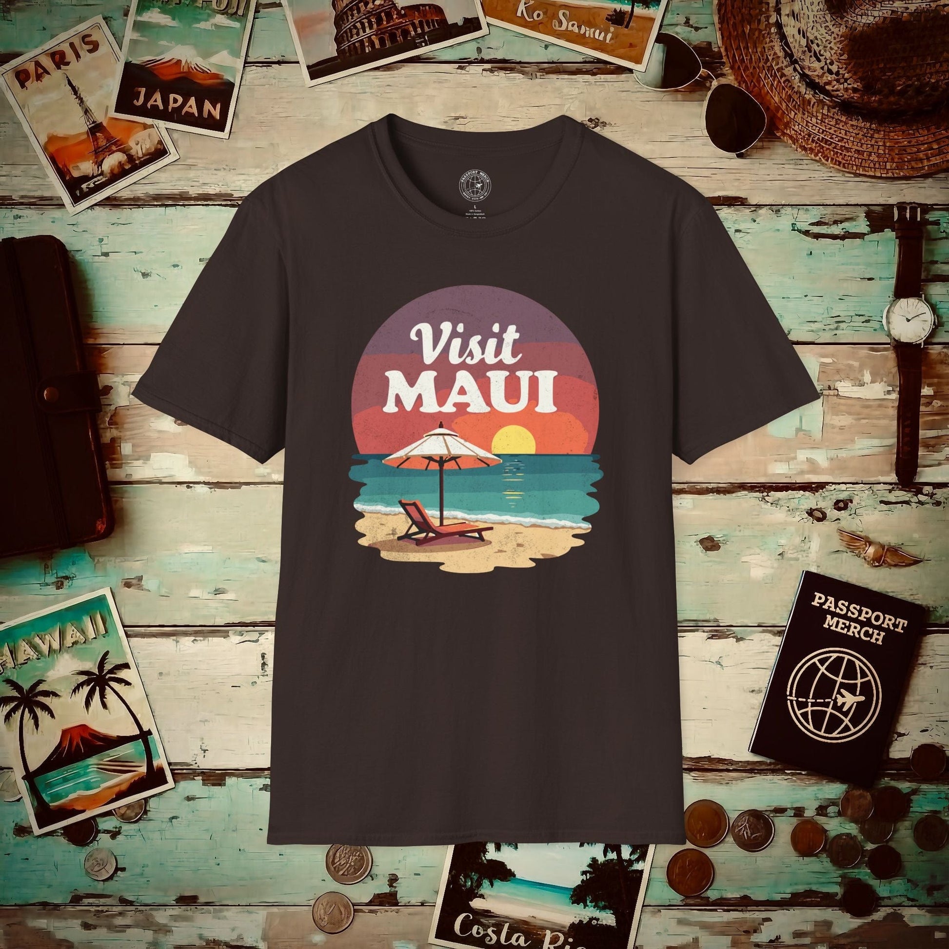 Retro Visit Maui Hawaii T-Shirt Dark Chocolate / S