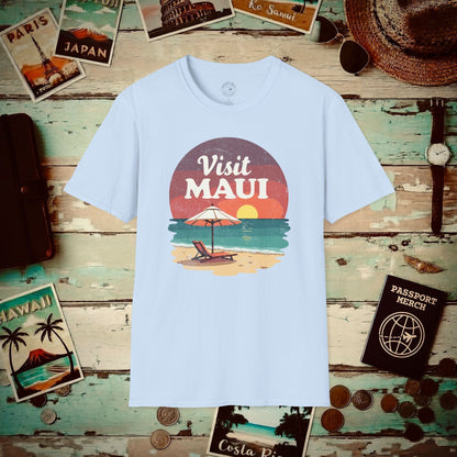 Retro Visit Maui Hawaii T-Shirt Light Blue / S