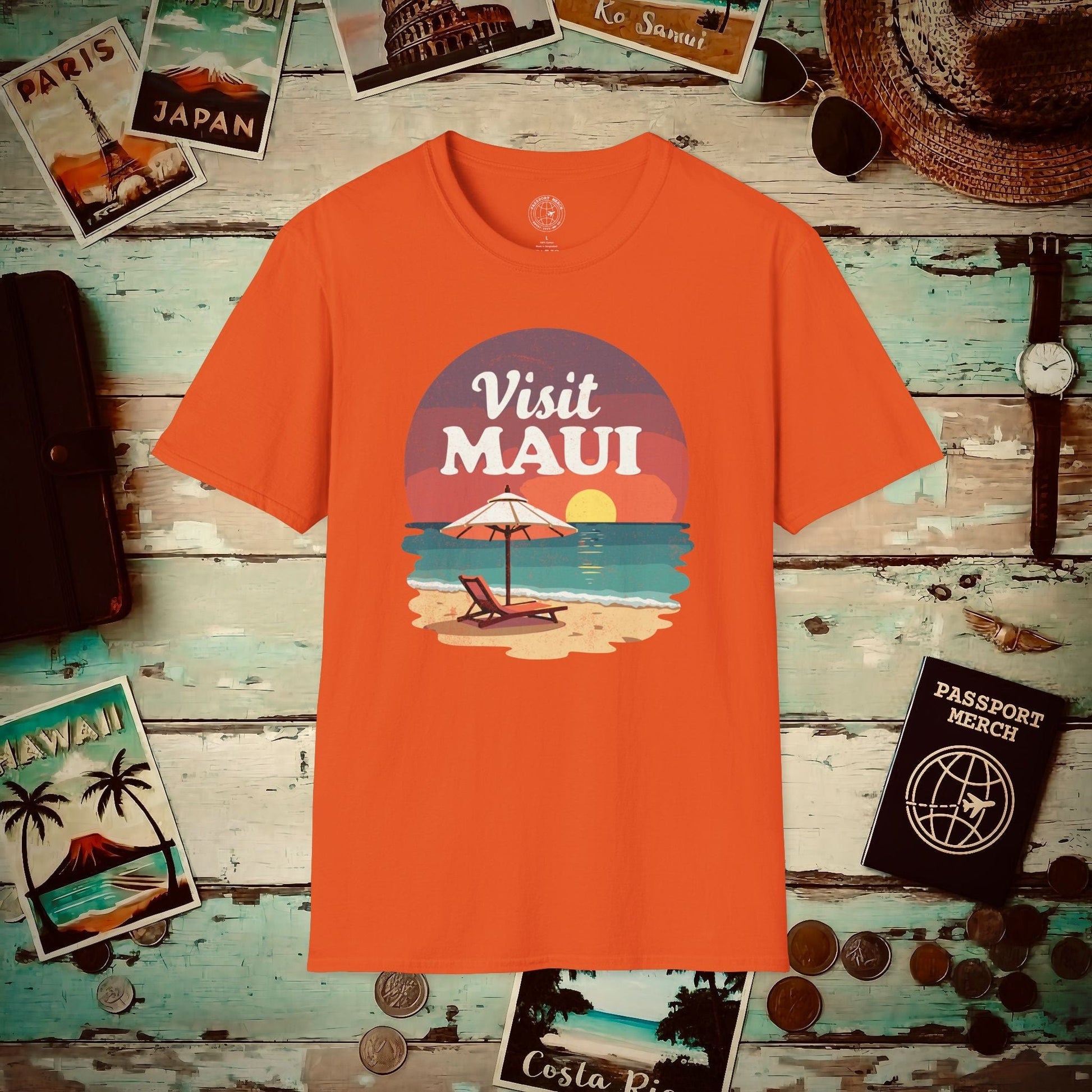Retro Visit Maui Hawaii T-Shirt Orange / S