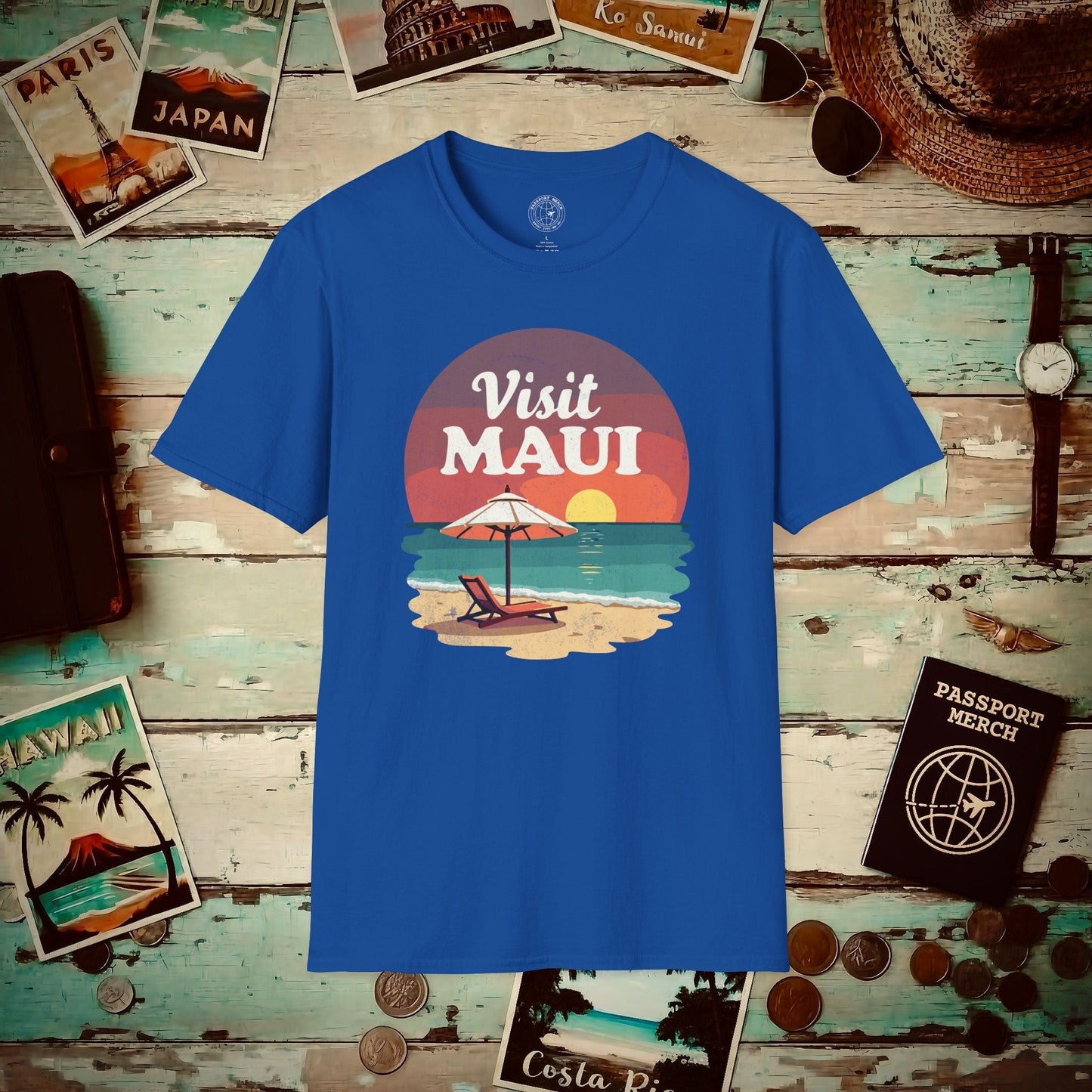 Retro Visit Maui Hawaii T-Shirt Royal / S
