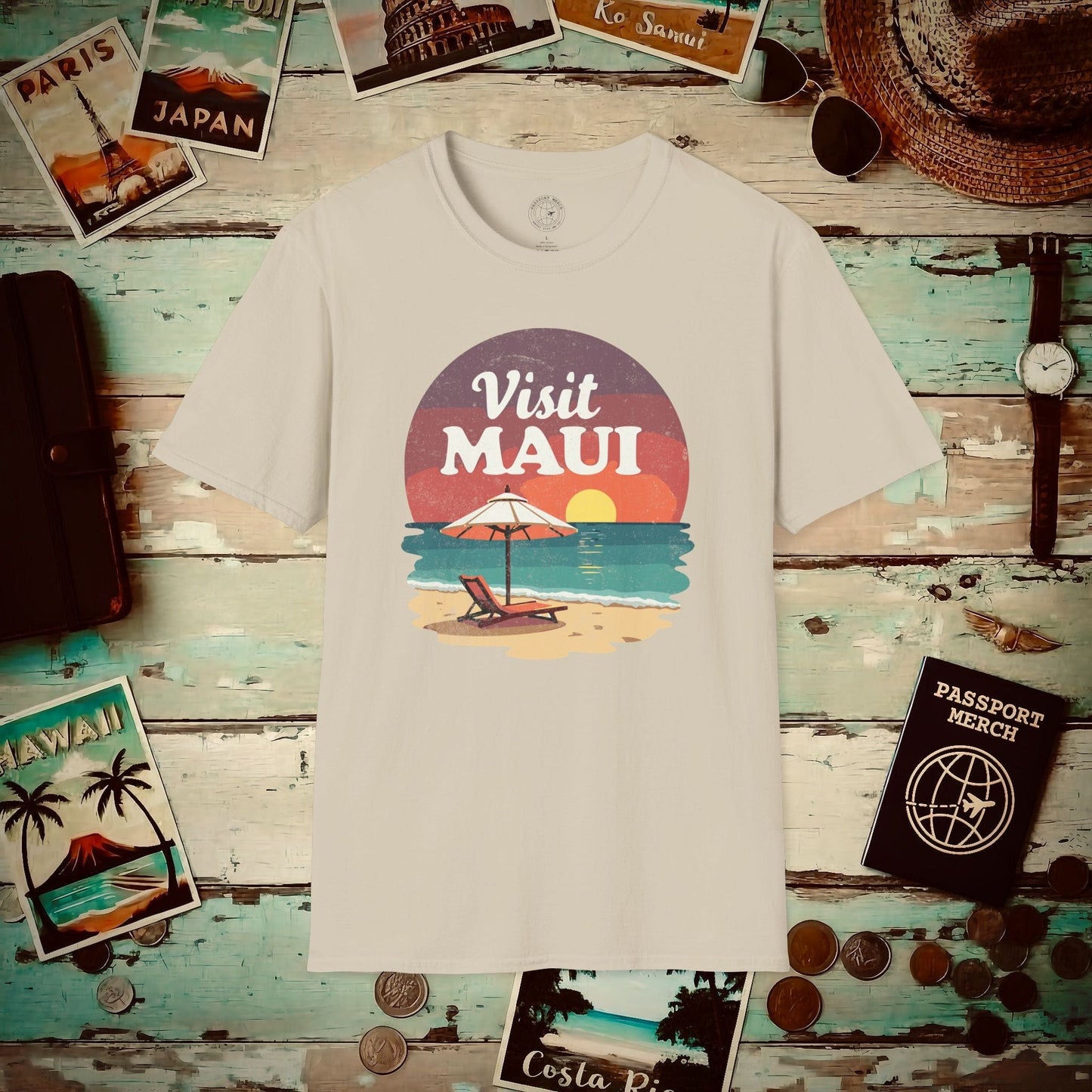 Retro Visit Maui Hawaii T-Shirt Sand / S