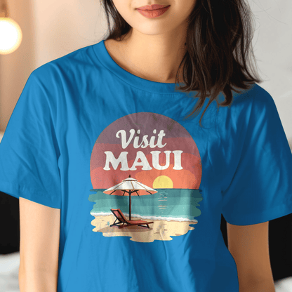 Retro Visit Maui Hawaii T-Shirt Sapphire / S
