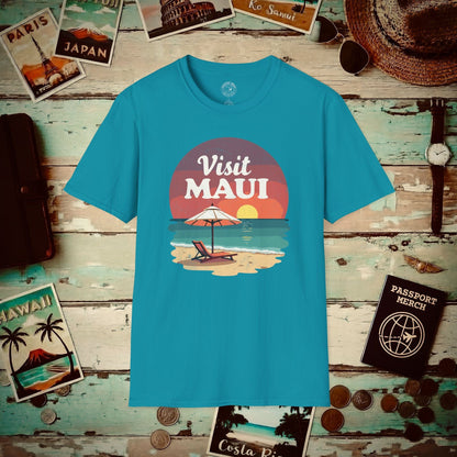 Retro Visit Maui Hawaii T-Shirt Tropical Blue / S
