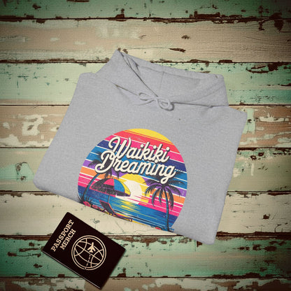 Retro Waikiki Dreaming, Hawaii Hoodie Sport Grey / S