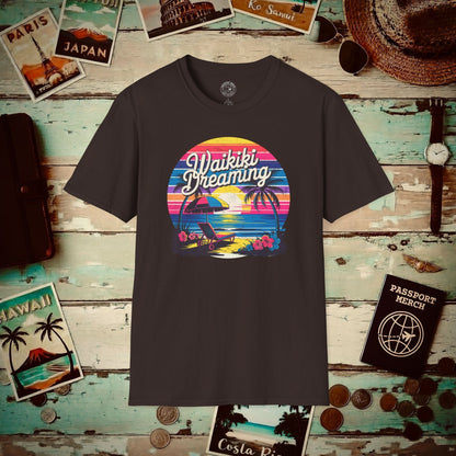 Retro Waikiki Dreaming, Hawaii T-Shirt Dark Chocolate / S