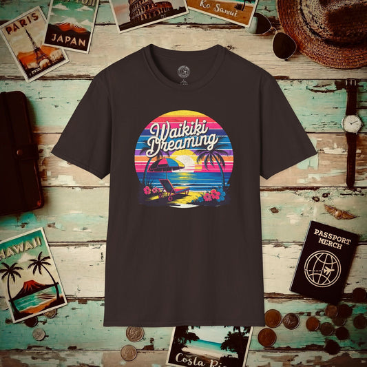 Retro Waikiki Dreaming, Hawaii T-Shirt Dark Chocolate / S