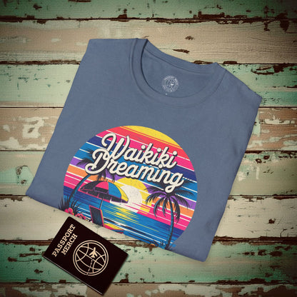 Retro Waikiki Dreaming, Hawaii T-Shirt Heather Indigo / S