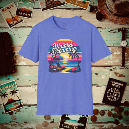 Retro Waikiki Dreaming, Hawaii T-Shirt Heather Royal / S