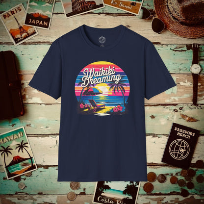 Retro Waikiki Dreaming, Hawaii T-Shirt Navy / S