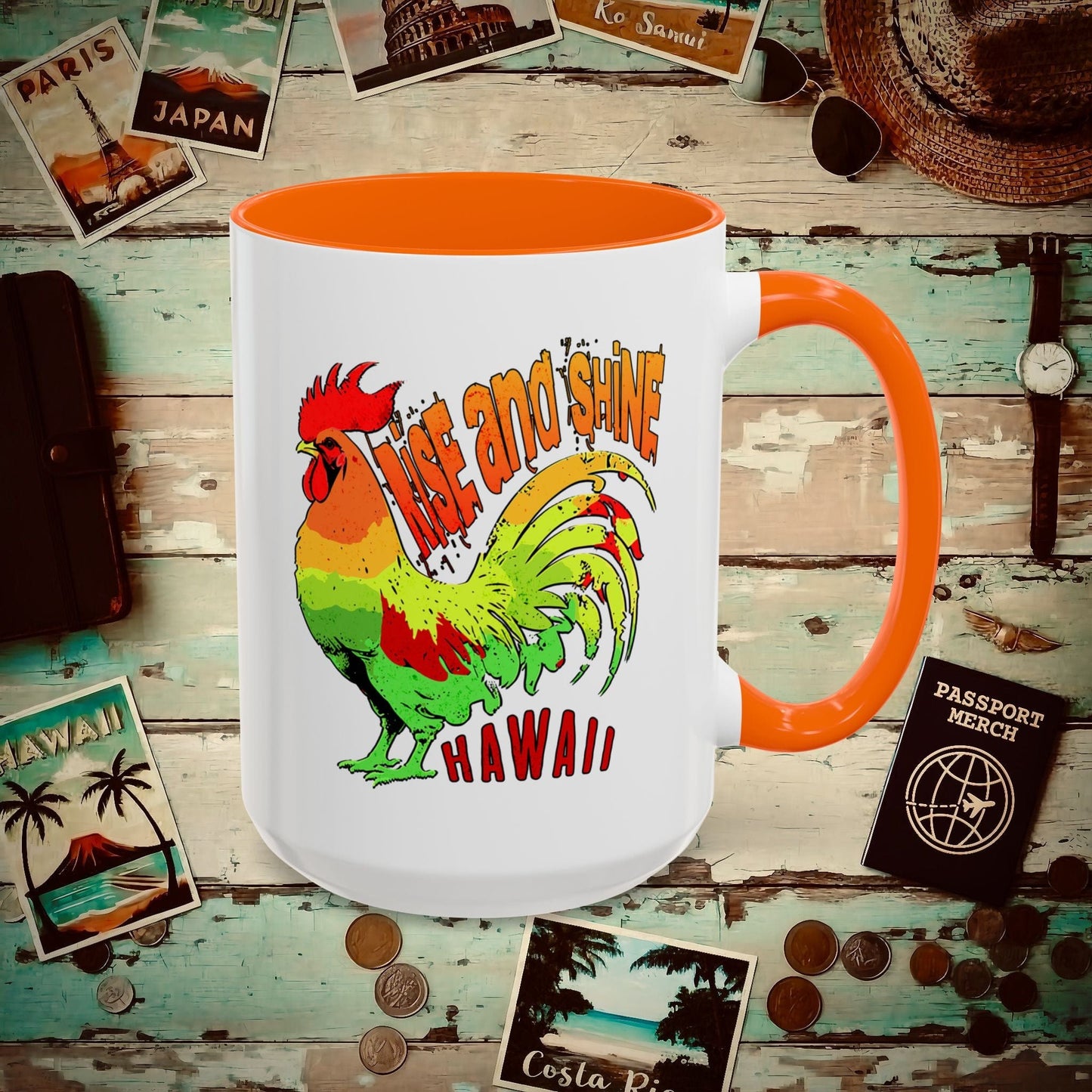 Rise and Shine Rooster, Hawaii 15oz Mug Orange / 15oz