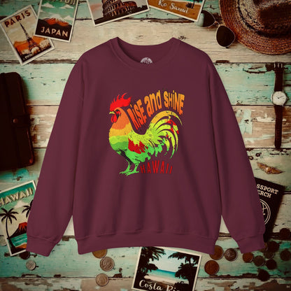 Rise and Shine Rooster, Hawaii Crewneck Maroon / S