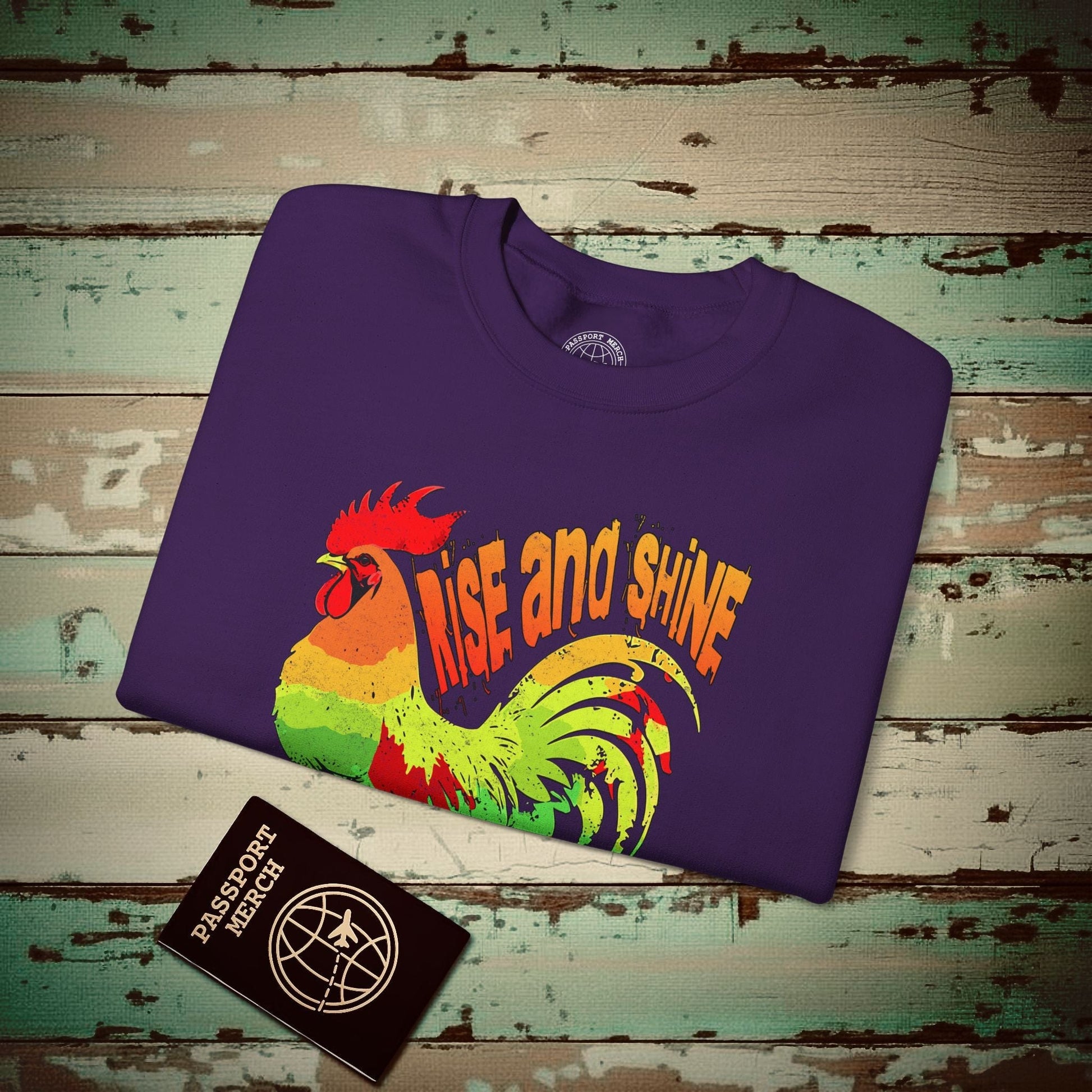 Rise and Shine Rooster, Hawaii Crewneck Purple / S