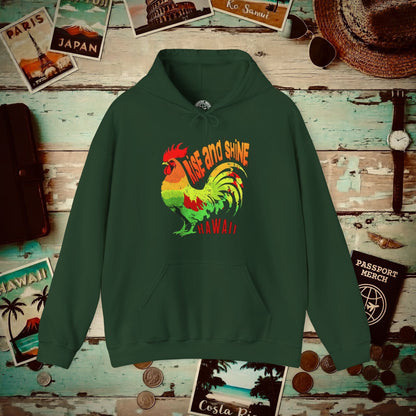 Rise and Shine Rooster, Hawaii Hoodie Forest Green / S