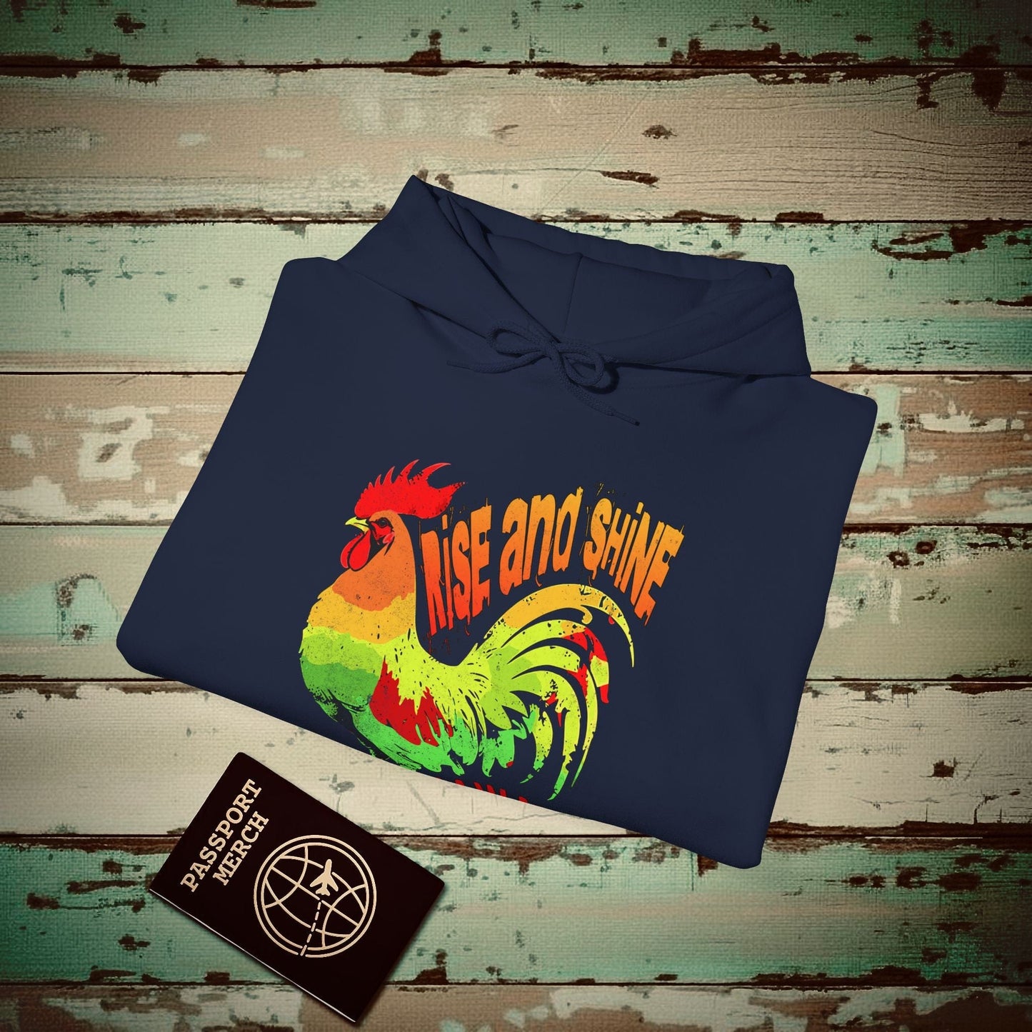 Rise and Shine Rooster, Hawaii Hoodie Navy / S