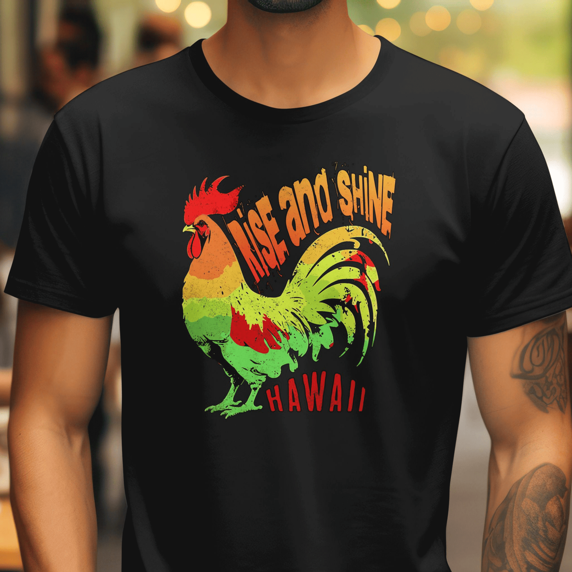 Rise and Shine Rooster, Hawaii T-Shirt Black / S