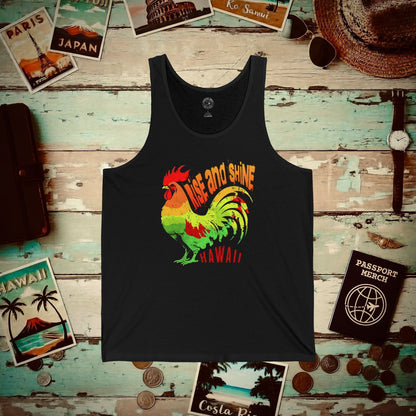 Rise and Shine Rooster, Hawaii Tank Top Black / XS