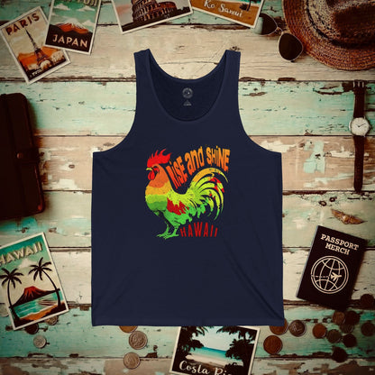 Rise and Shine Rooster, Hawaii Tank Top Navy / XS