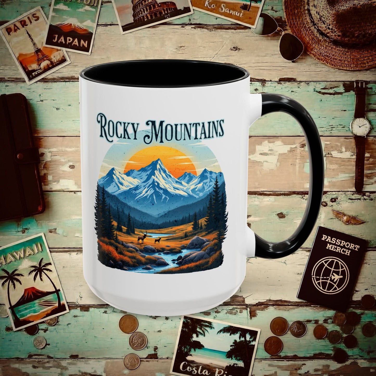Rocky Mountains, Colorado 15oz Mug Black / 15oz
