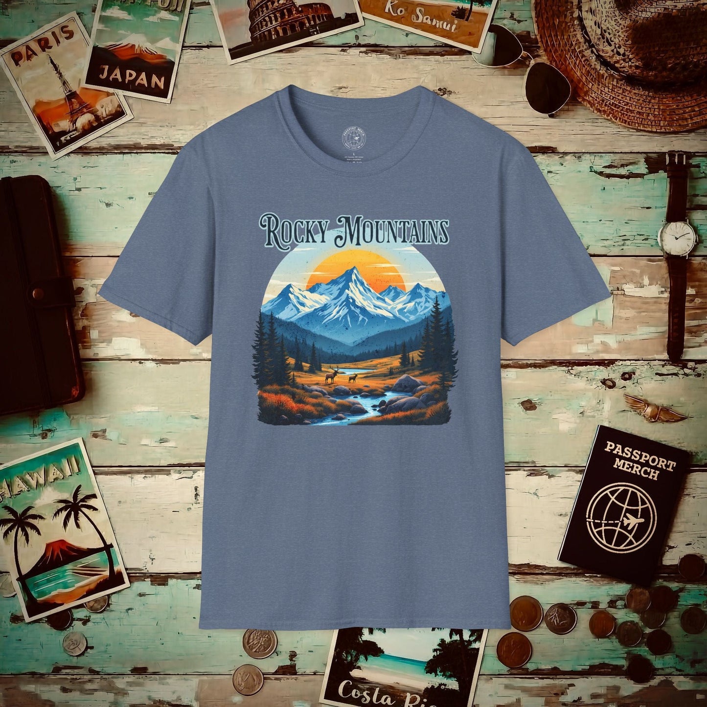 Rocky Mountains, Colorado T-Shirt Heather Indigo / S