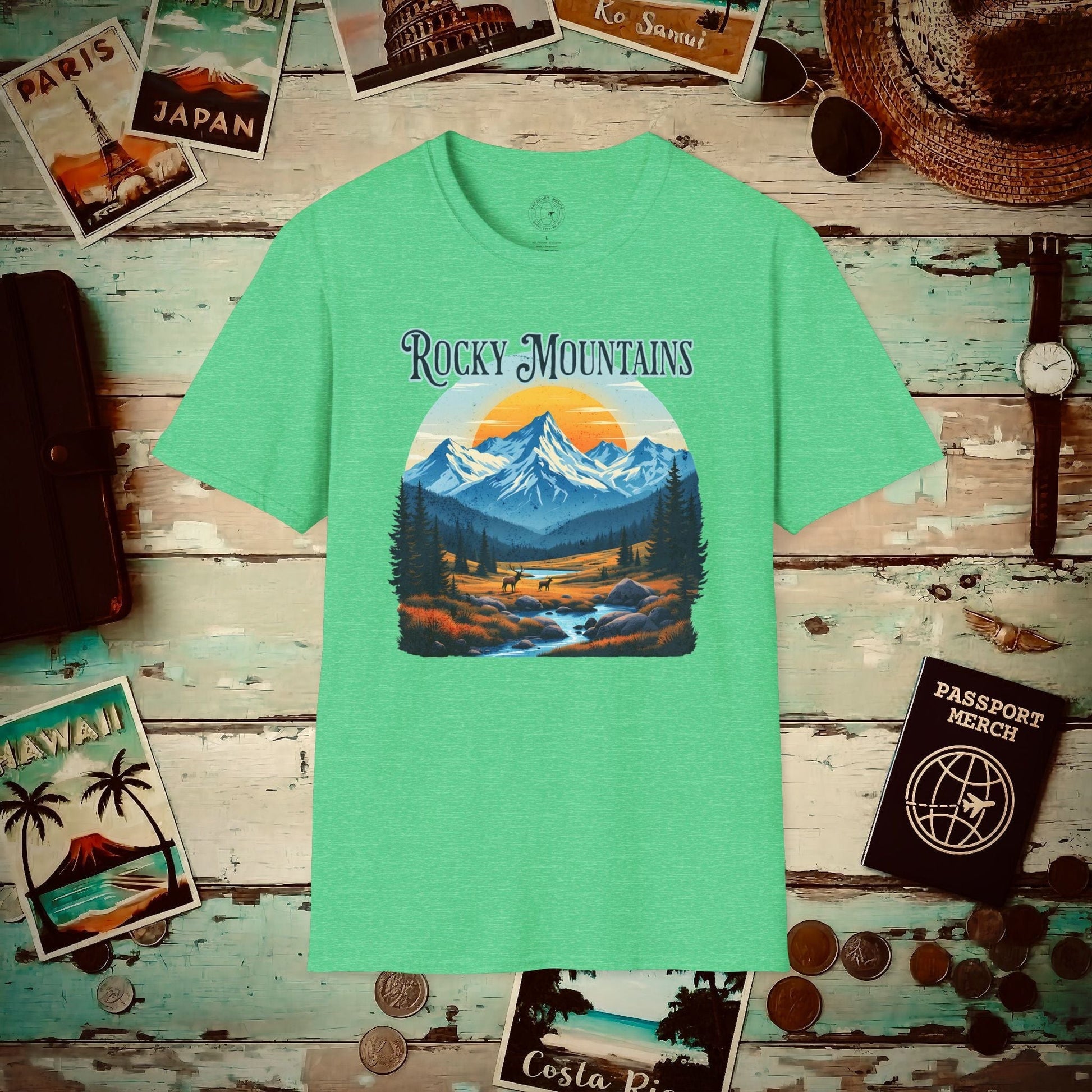 Rocky Mountains, Colorado T-Shirt Heather Irish Green / S