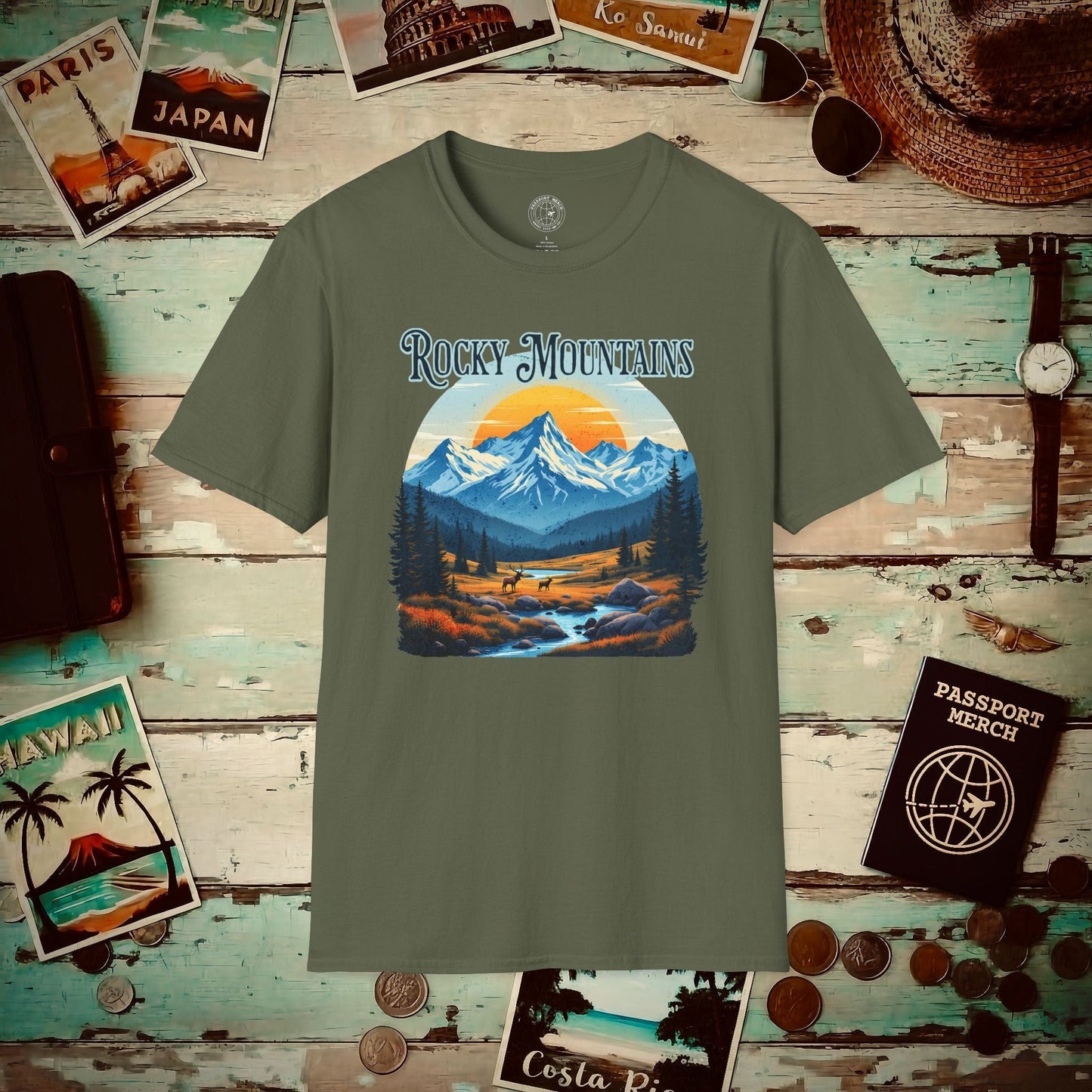 Rocky Mountains, Colorado T-Shirt Military Green / S