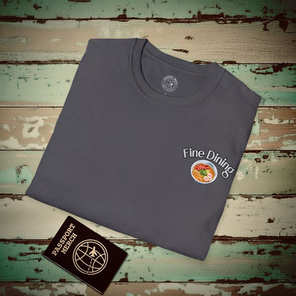 Saimin Fine Dining Hawaiian Style, Back Print T-Shirt Charcoal / S