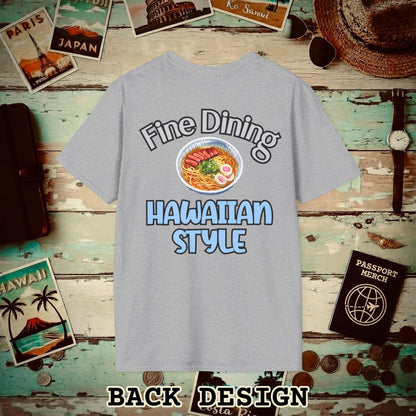 Saimin Fine Dining Hawaiian Style, Back Print T-Shirt Sport Grey / S