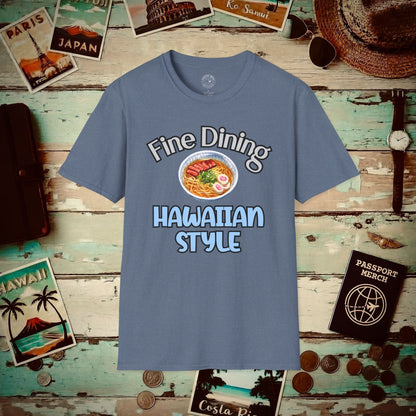 Saimin Fine Dining Hawaiian Style T-Shirt Heather Indigo / S