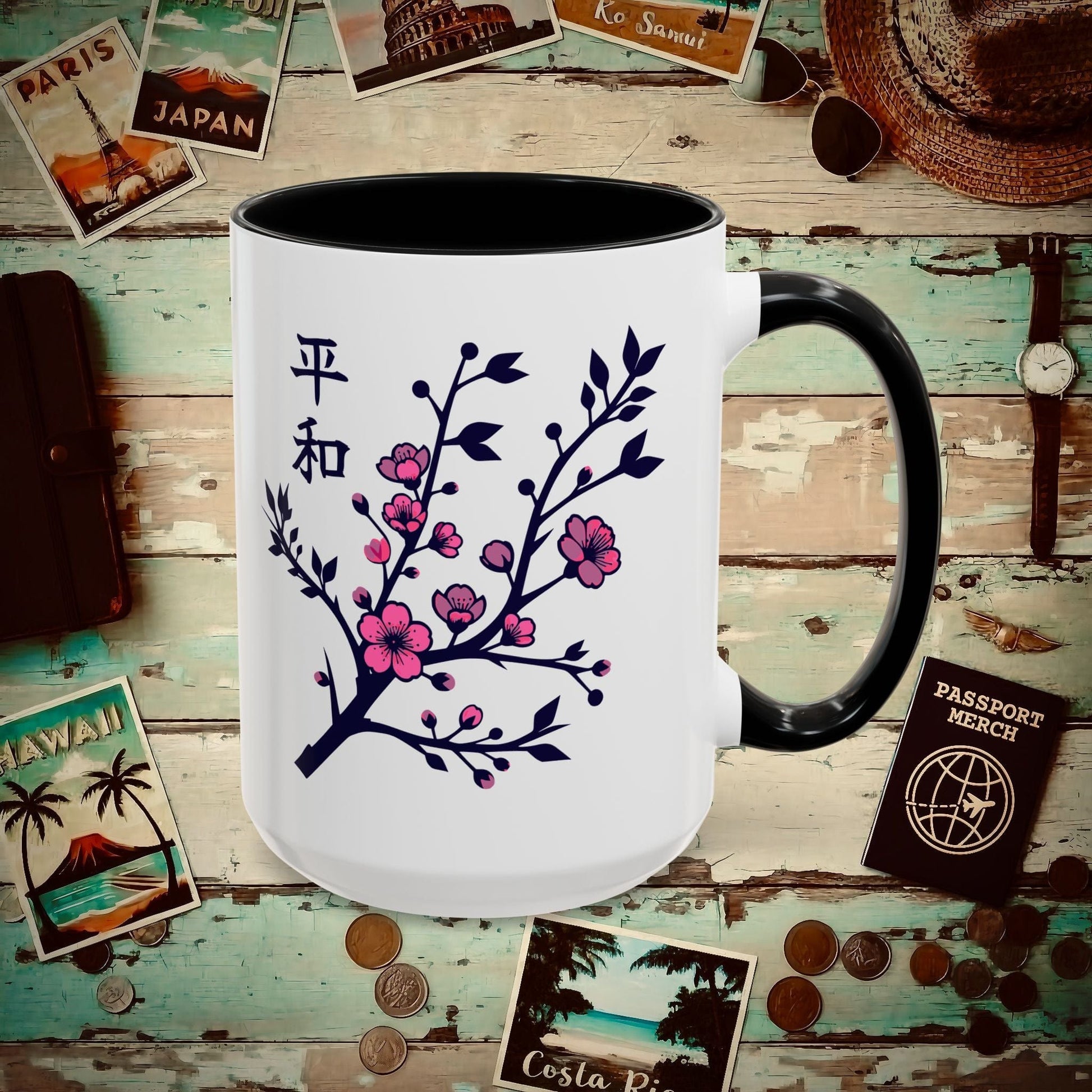 Sakura Serenity, Japan 15oz Mug Black / 15oz