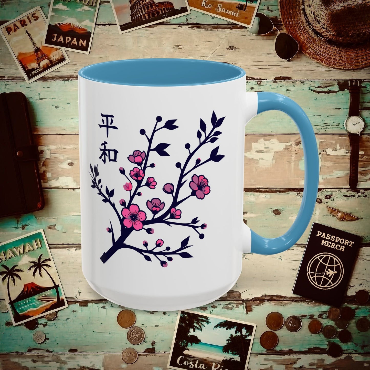 Sakura Serenity, Japan 15oz Mug Light Blue / 15oz
