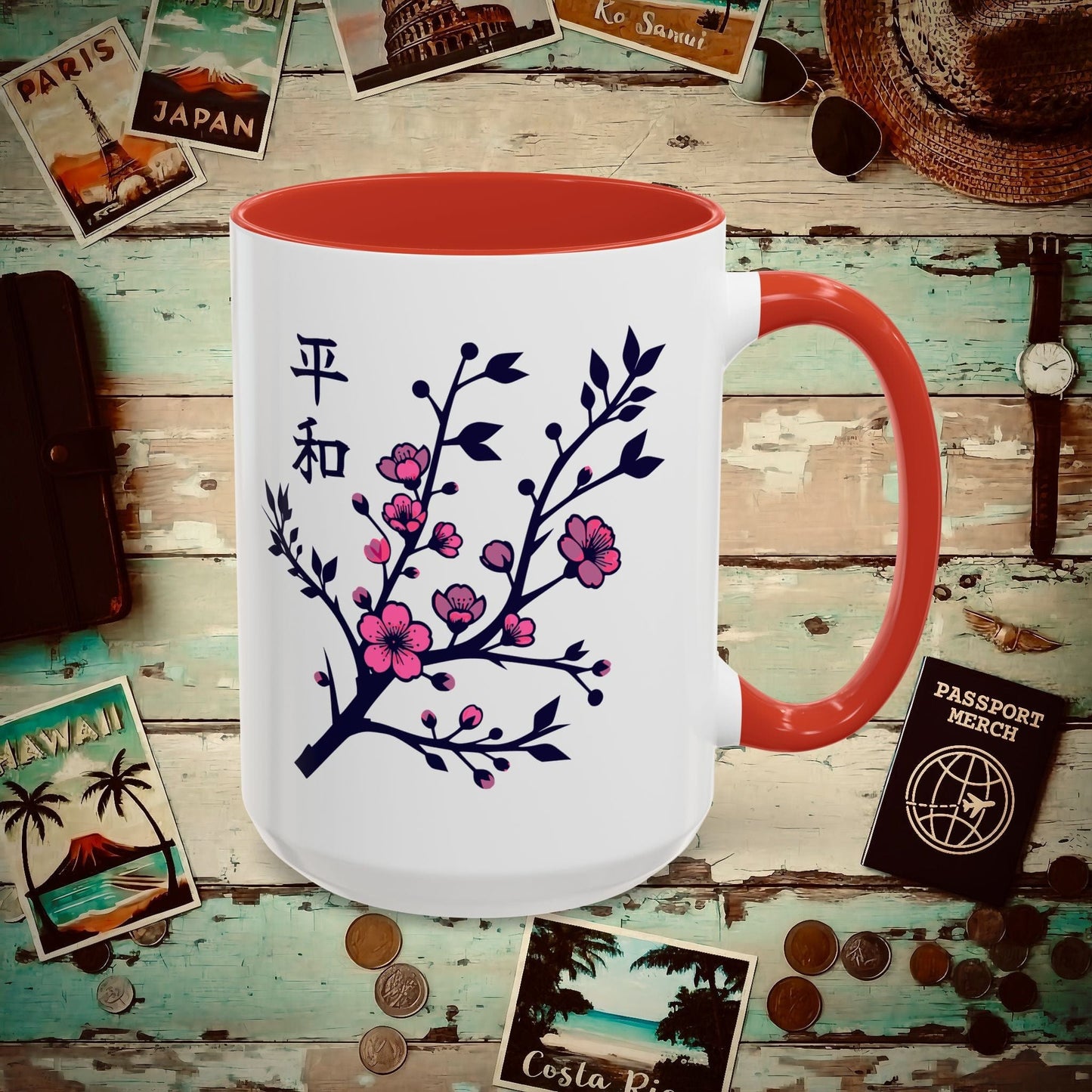 Sakura Serenity, Japan 15oz Mug Red / 15oz