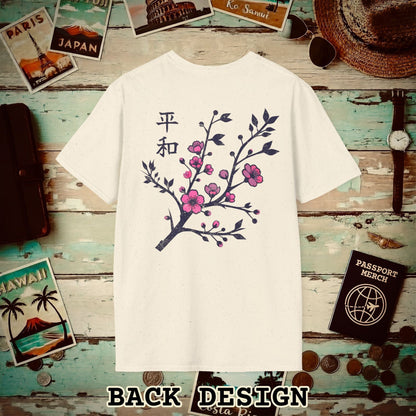 Sakura Serenity, Japan Back Print T-Shirt Natural / S