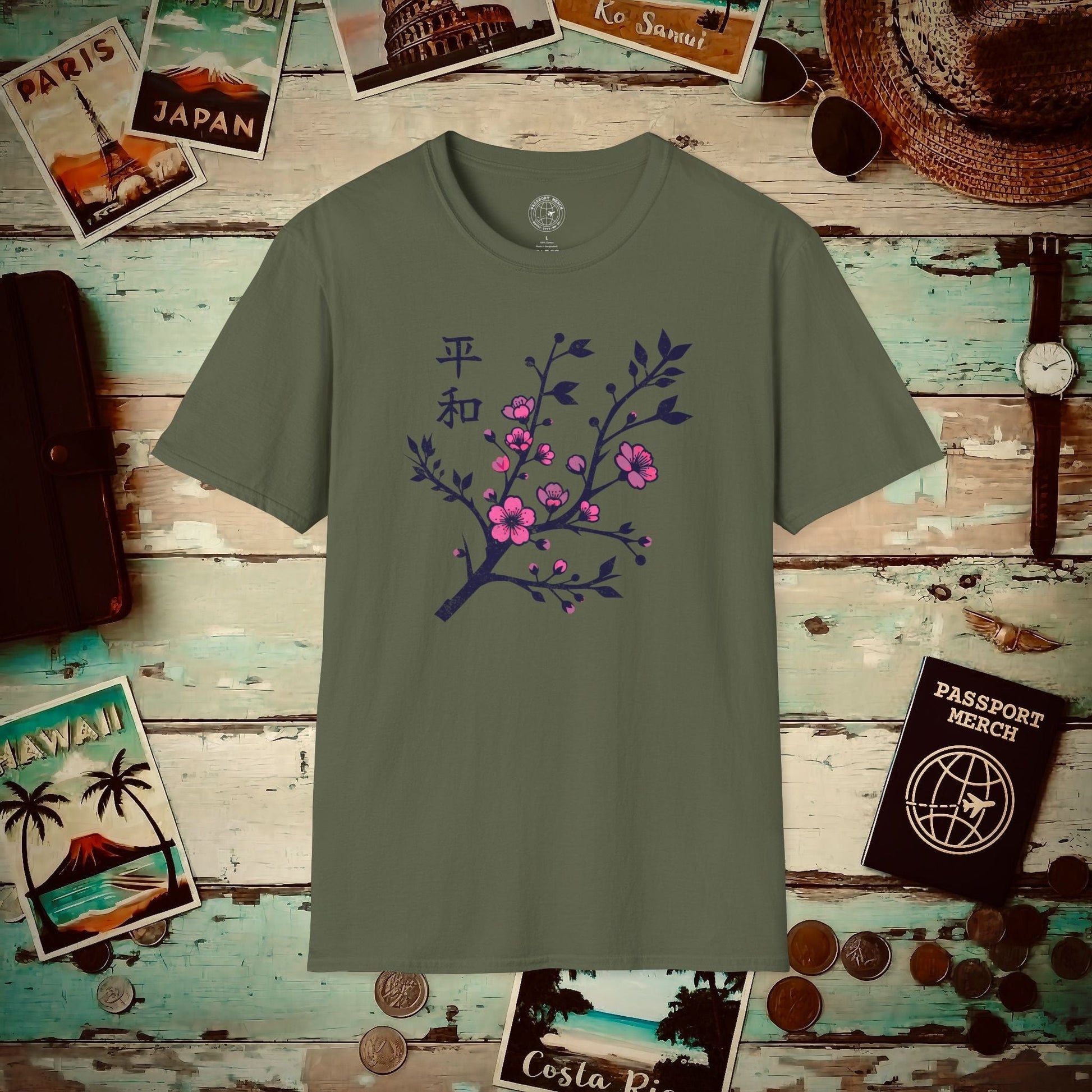 Sakura Serenity, Japan T-Shirt Military Green / S
