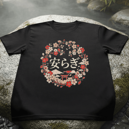 Sakura Yasuragi (Tranquility) Crest, Japan T-Shirt Black / S