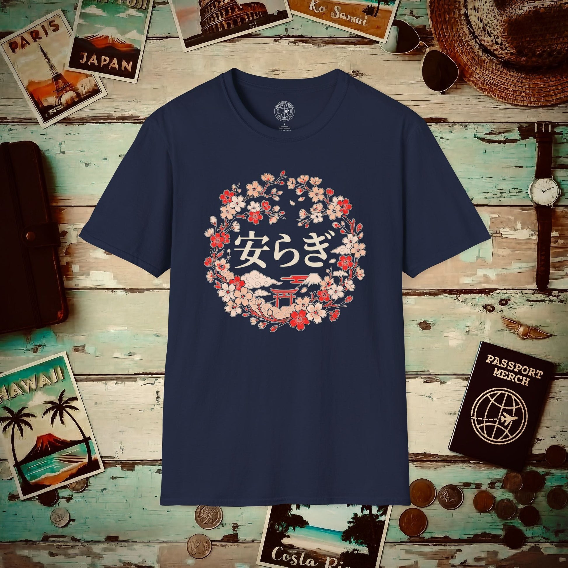 Sakura Yasuragi (Tranquility) Crest, Japan T-Shirt Navy / S