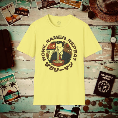Salaryman - Work, Ramen, Repeat, Japan T-Shirt Cornsilk / S