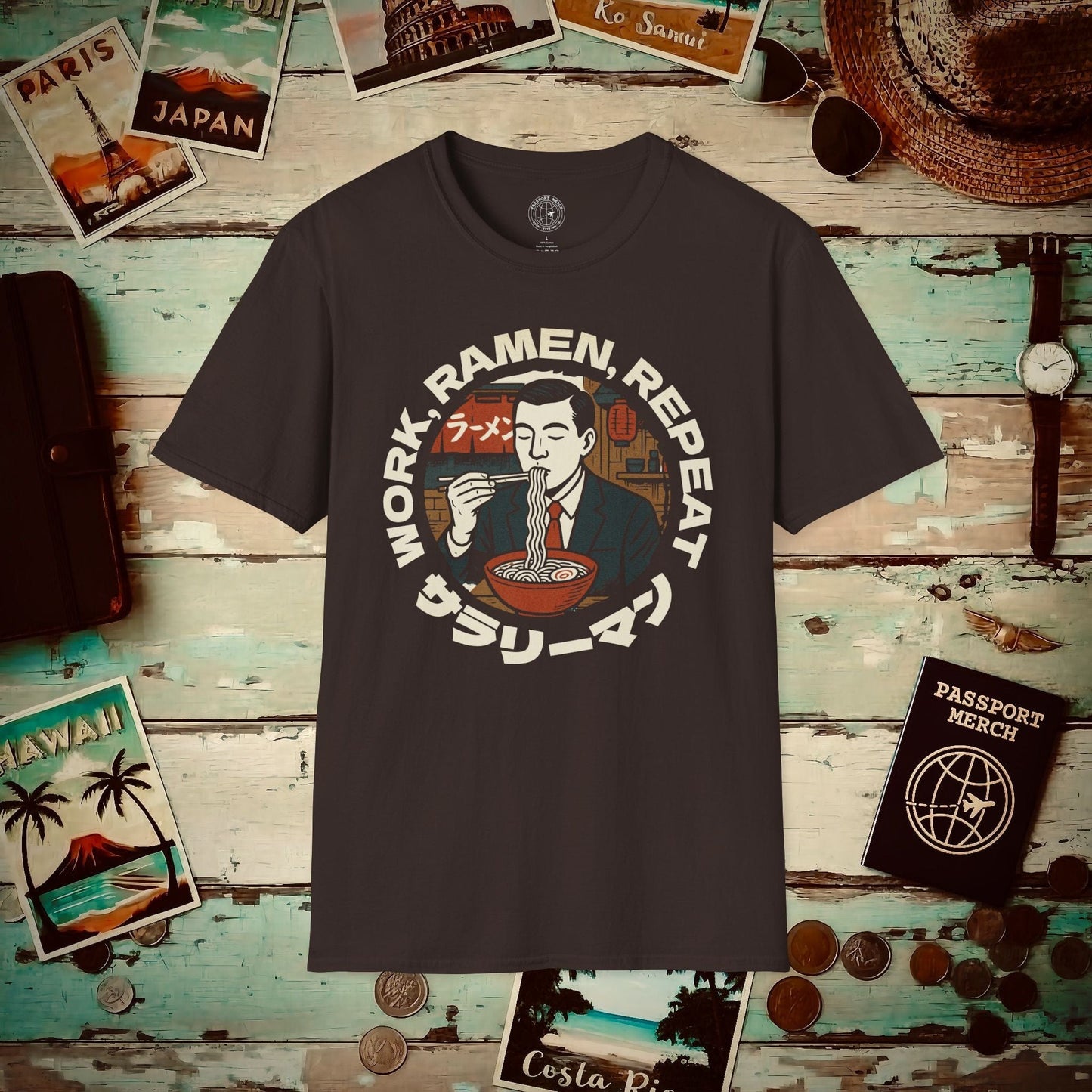 Salaryman - Work, Ramen, Repeat, Japan T-Shirt Dark Chocolate / S