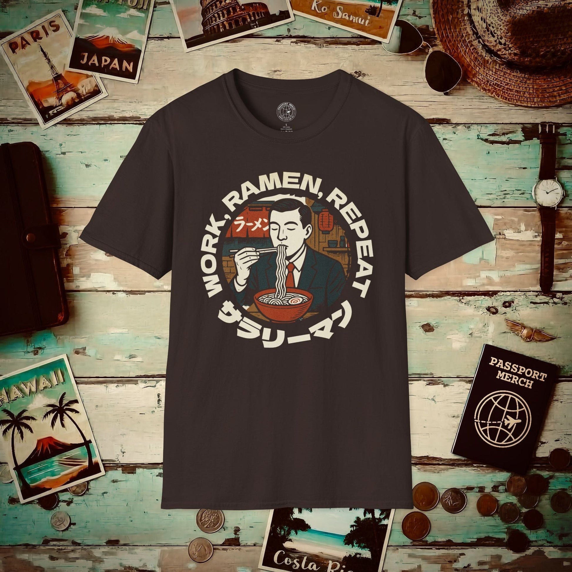 Salaryman - Work, Ramen, Repeat, Japan T-Shirt Dark Chocolate / S